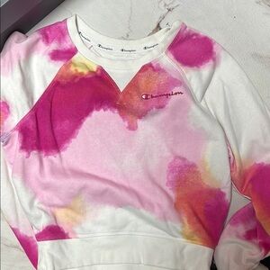 Champion Pink and White Tie-Dye Sweatshirt